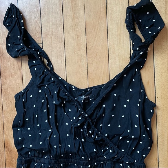 Madewell Ruffle-Front Wrap Jumpsuit in Grid Dot - Picture 6 of 8